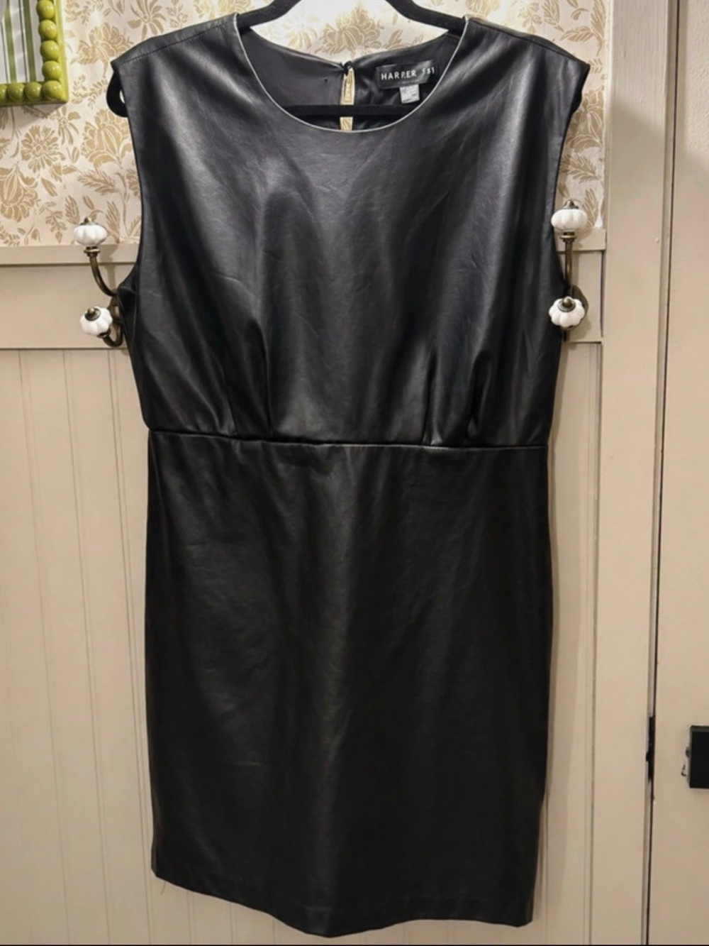 Harper Black Faux Leather Mini Sheath Dress